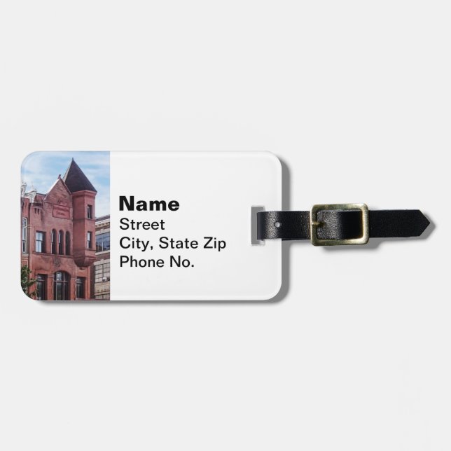 Étiquette À Bagage Cooperstown NY - Premier bâtiment de la Banque nat (Devant horizontal)