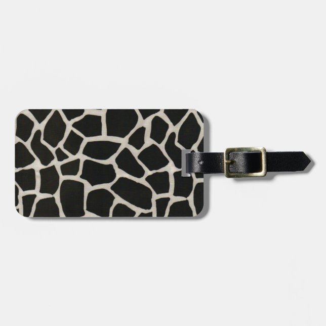 Étiquette À Bagage Copie noire et blanche de girafe (Devant horizontal)