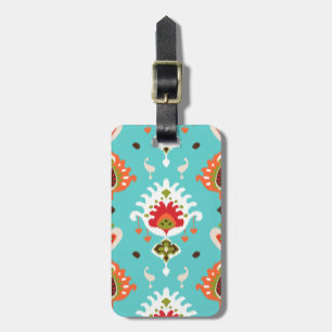 Étiquette À Bagage Copie tribale d'ikat de turquoise vibrante chic