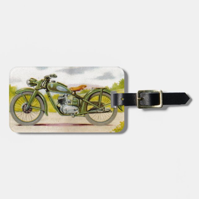 Étiquette À Bagage Copie vintage de moto (Devant horizontal)