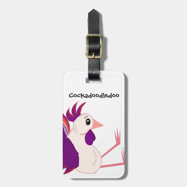 Étiquette À Bagage Coq assis drôle (Devant Vertical)