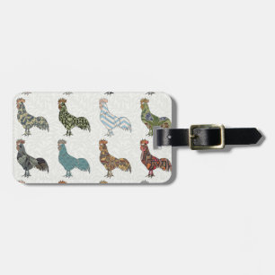 Étiquette À Bagage Coq poulet motif coloré ferme
