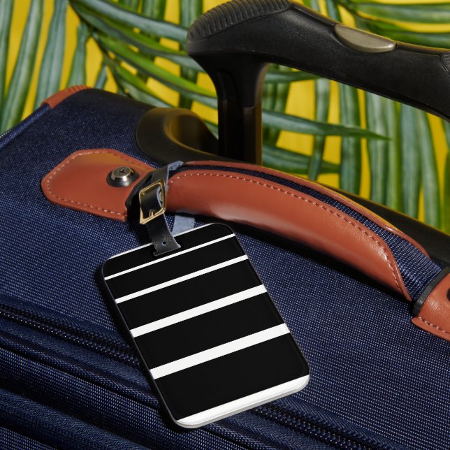 Étiquette À Bagage Coque iphone à rayures noir et blanc (Insitu Rectoal 1)