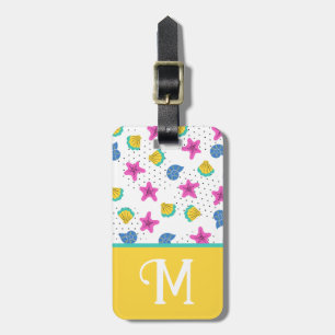 Étiquette À Bagage Coques de mer tropicales, bloc de couleur initial 