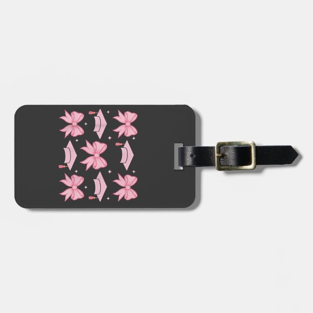 Étiquette À Bagage Coquette Bow Graduation Palette rose 2025 (Devant horizontal)