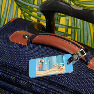 Étiquette À Bagage Coquillages Sur Sable