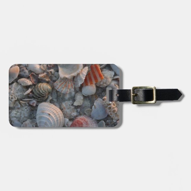 Étiquette À Bagage Coquilles de mer sur le sable (Devant horizontal)