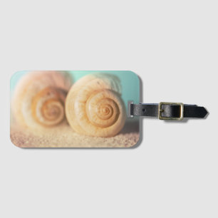 Étiquette À Bagage Coquilles de Nautilus sur la plage