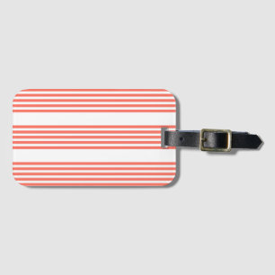 Étiquette À Bagage Corail vivant et blanc cinq bandes motif