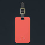 Étiquette À Bagage Corail vivant et blanc I Monogramme moderne<br><div class="desc">Cette marque de bagage moderne a un riche arrière - plan Living Coral,  avec vos initiales en gras texte blanc pour un look simple et élégant,  mais professionnel.</div>