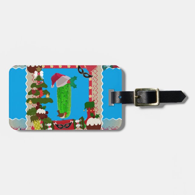 Étiquette À Bagage cornichon de Noël (Devant horizontal)