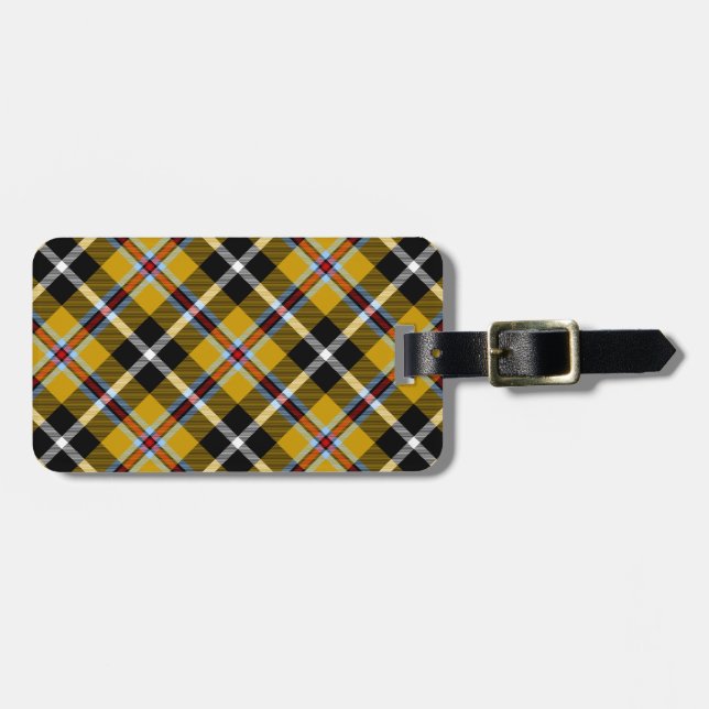 Étiquette À Bagage Cornouailles National Tartan Jaune et Noir Plaid (Devant horizontal)