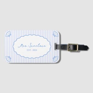 Étiquette À Bagage Côte Chic Madame Blue Personnalisé pour Lune de Mi