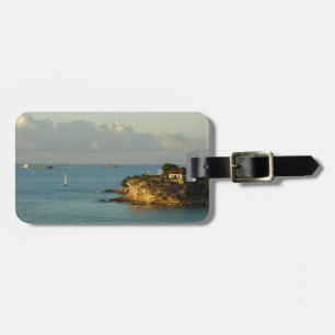 Étiquette À Bagage Côte d'Antiguan Beau paysage marin de l'île