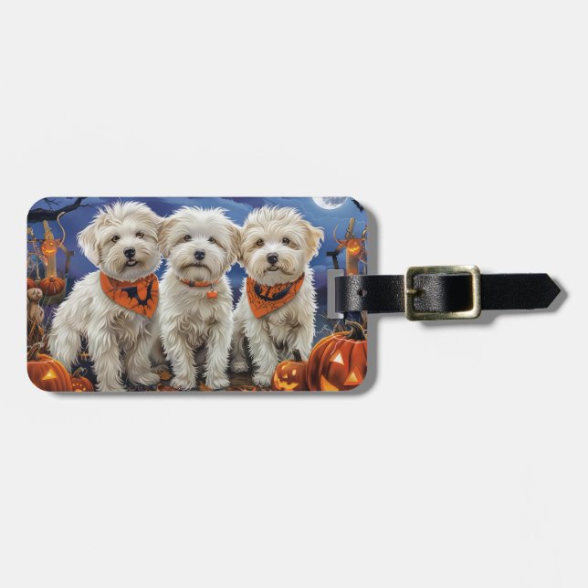 Étiquette À Bagage Coton De Tulear Halloween Épouvante (Devant horizontal)