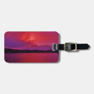 Étiquette À Bagage Coucher de soleil rose vif sur le lac Arrowhead