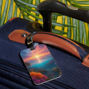 Étiquette À Bagage Coucher de soleil sous-marin Tropical 1