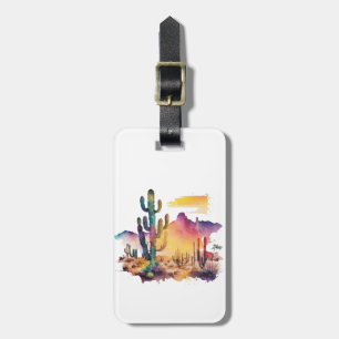 Étiquette À Bagage coucher de soleil sur le désert mexicain