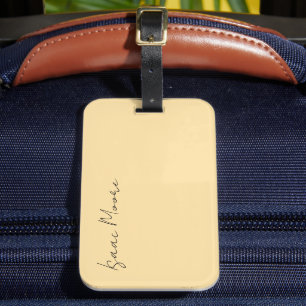 Étiquette À Bagage Couleur Beige Élégant Simple Nom de Calligraphie S