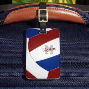 Étiquette À Bagage couleur bleu de l'équipe de maroon volleyball mono