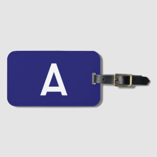 Étiquette À Bagage Couleur bleu minuit, monogramme simple minimaliste
