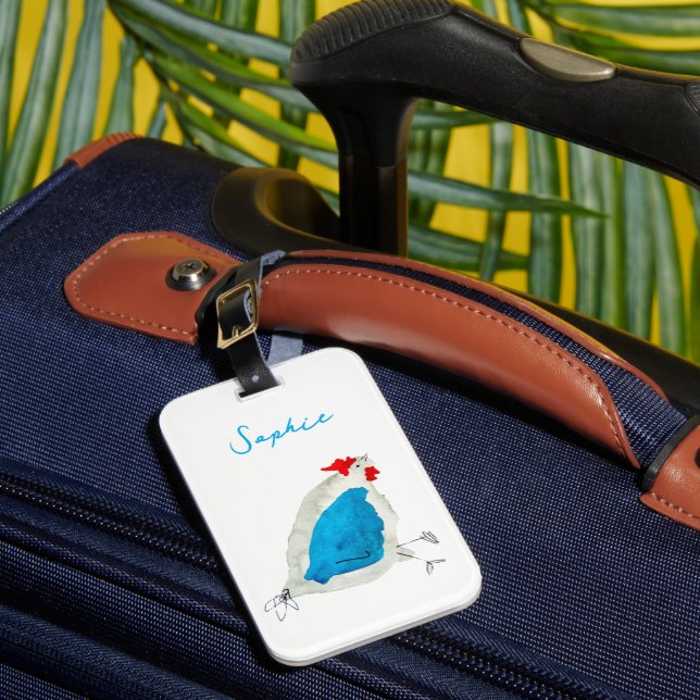 Étiquette À Bagage Couleur d'eau des poulets mignons (Insitu Rectoal 1)
