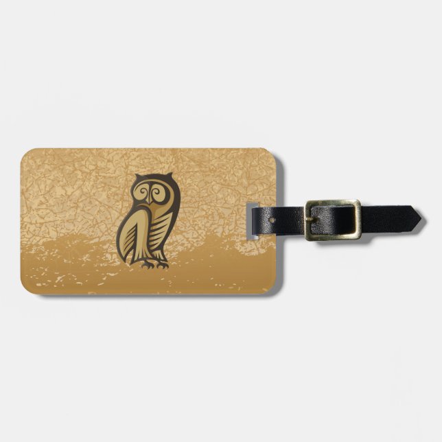Étiquette À Bagage Couleur du symbole du hibou (Devant horizontal)