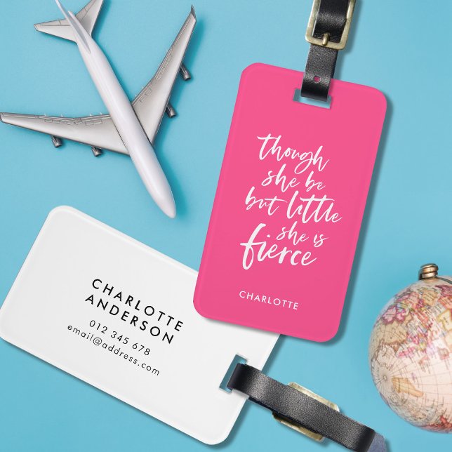 Étiquette À Bagage Couleur Personnalisée Script Petit Mais Fierce Sha (Créateur téléchargé)