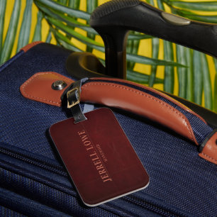 Étiquette À Bagage Couleur Vin de Bourgogne Cuir Professionnel de Lux