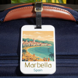 Étiquette À Bagage Couleurs Classiques Marbella Espagne Voyage Élégan