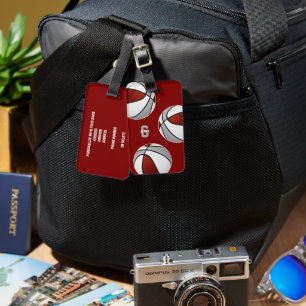 Étiquette À Bagage couleurs de l'équipe de basket-ball gris marron