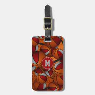 Étiquette À Bagage couleurs de l'équipe motif de basket gris rouge