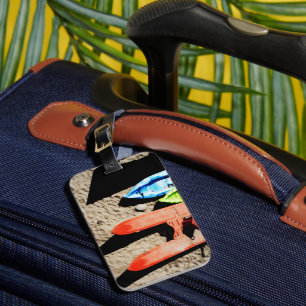 Étiquette À Bagage couleurs et ombres sur la plage