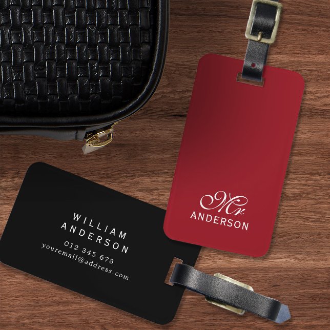 Étiquette À Bagage Couleurs personnalisées modifiables Élégant Script (Créateur téléchargé)