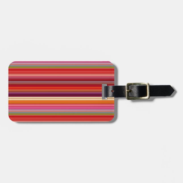 Étiquette À Bagage Couleurs rayées vintages (Devant horizontal)