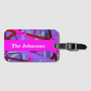 Étiquette À Bagage Couleurs rose et violet modernes Abstrait géométri