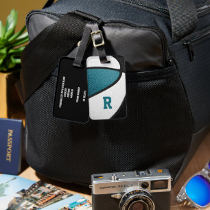 Étiquette À Bagage Couleurs turquoises de l'équipe noire personnalisé