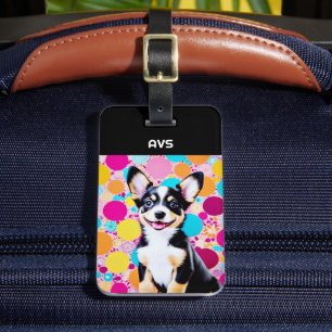 Étiquette À Bagage Couleurs vives Cool Joli chien personnalisé mignon