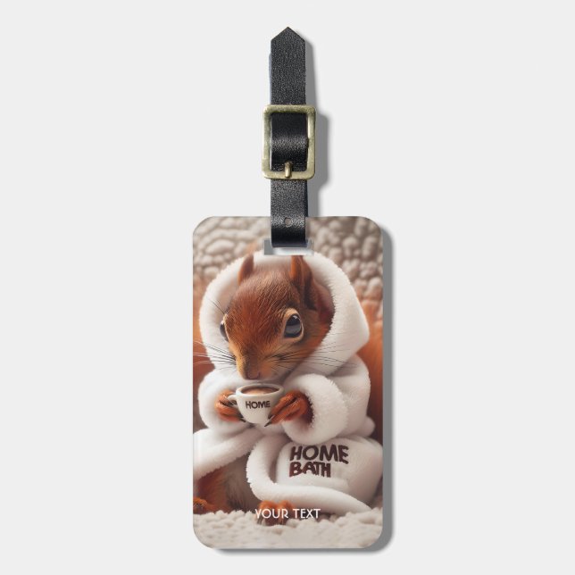 Étiquette À Bagage Coupe de café Imaginaire Cute Squirrel (Devant Vertical)