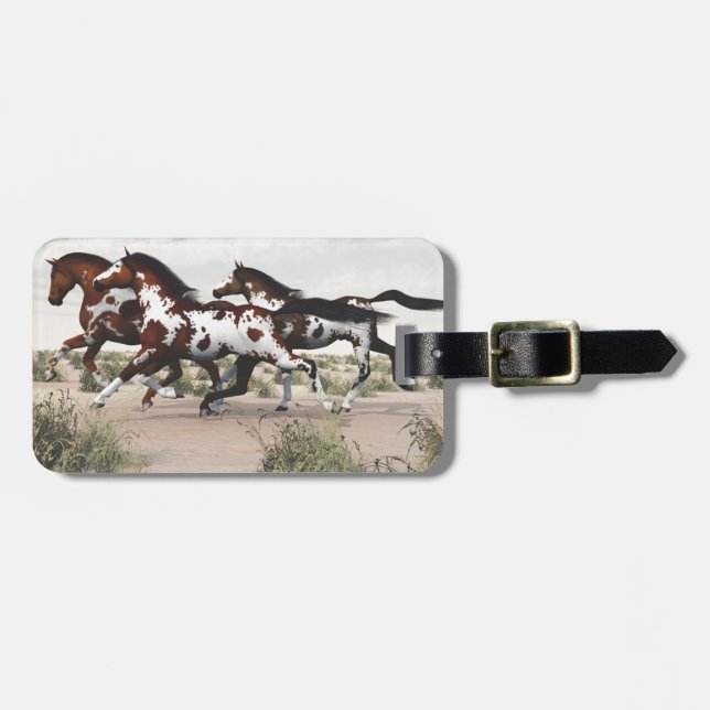 Étiquette À Bagage Courez comme le vent - Galloping Paint Horses (Devant horizontal)