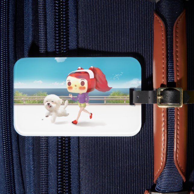 Étiquette À Bagage Courir avec un chien au bord de la mer (Insitu Rectoal 4)