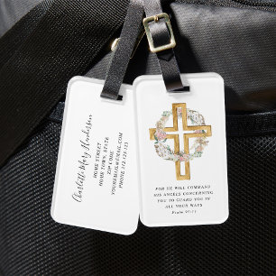 Étiquette À Bagage Couronne de psaume 91:11 verset biblique religieux