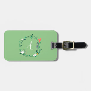 Étiquette À Bagage Couronne florale printanière personnalisée