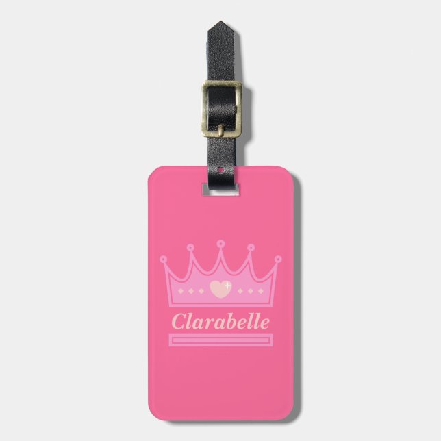 Étiquette À Bagage Couronne rose pour la princesse royale (Devant Vertical)