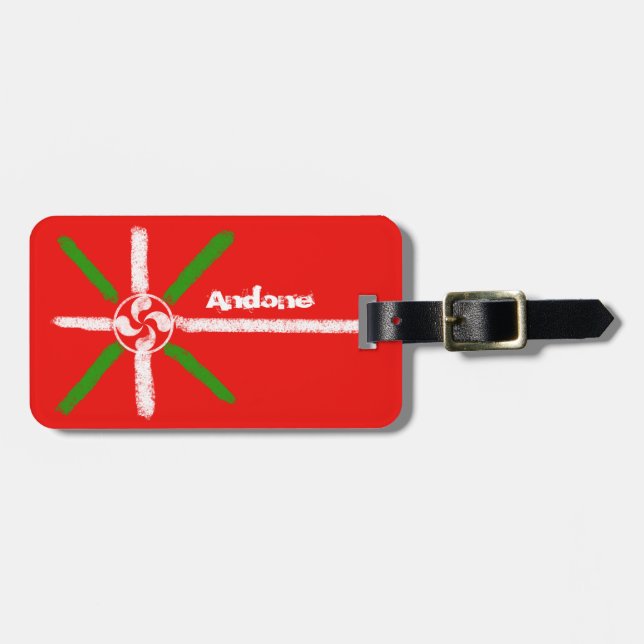 Étiquette À Bagage Coutume, basque dessiné par craie Ikurriña et (Devant horizontal)