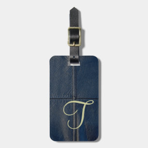 Étiquette À Bagage Couture en cuir noire de regard de Faux