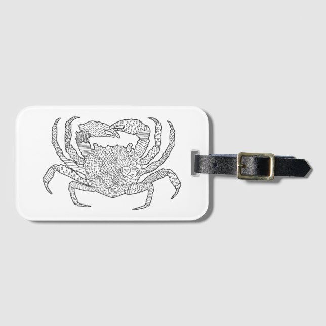 Étiquette À Bagage Crabe de Zendoodle (Devant Horizontal)