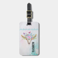 Crâne animal Boho avec papillons et fleurs