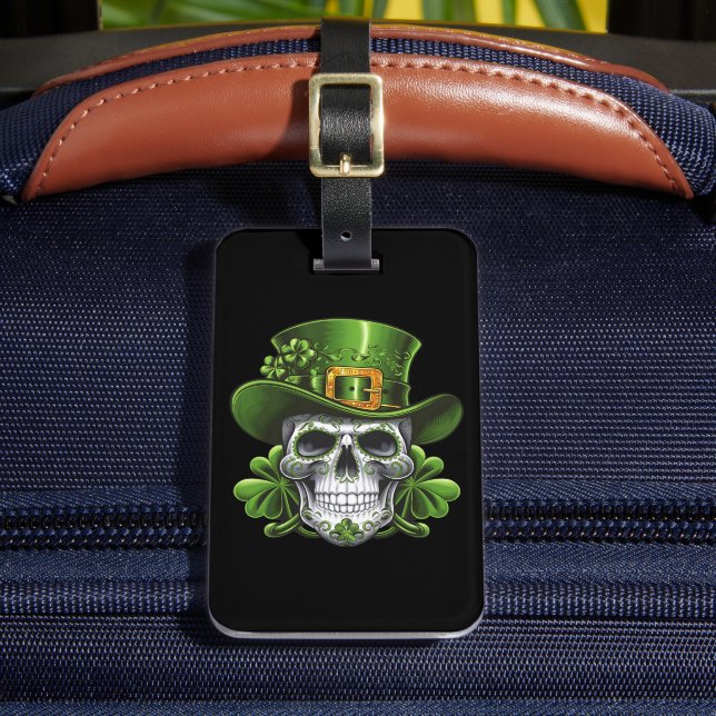 Étiquette À Bagage Crâne de Sucre St Patrick's Day Trèfle (Insitu Rectoal 2)