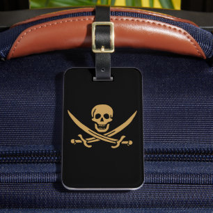 Étiquette À Bagage Crâne et cutlass d'or aztèque Pirate Calico Jack